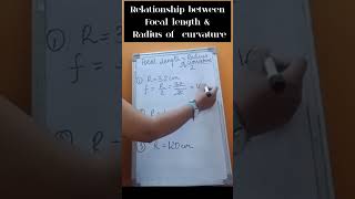 Focal length and Radius of curvature #youtubeshorts #physics  #sscexam #education #class10 #shorts