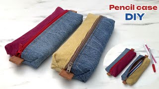 How to make denim 2 tone pencil case tutorial , pencil case tutorial ,pencil case pattern