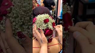 Real Flowers bun hairstyle for bridal #shorts #ytshorts #shortfeed  #shortviral #flowers