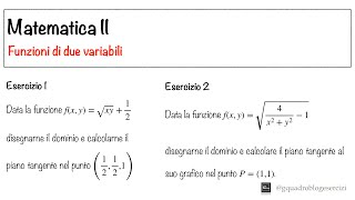 Analisi Matematica II: Funzioni di due variabili - Lezione 3 - Esercizi