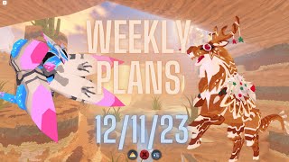 Weekly plans! 12/11/23