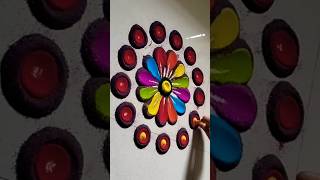 easy rangoli #beautiful #flower #diwali #youtubeshorts