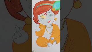 Cute Krishna drawing || #Krishna #drawing #youtubeshorts #easy