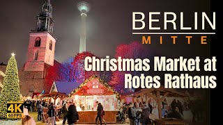 Berlin Christmas Walk 2023 🎄 | Christmas Market at Rotes Rathaus | 4K Weihnachtsmarkt