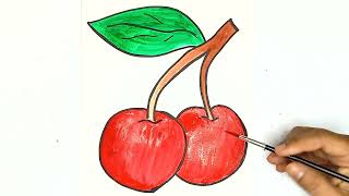 HOW TO DRAW CHERRY STEP BY STEP l EASY DRAWING TUTORIAL