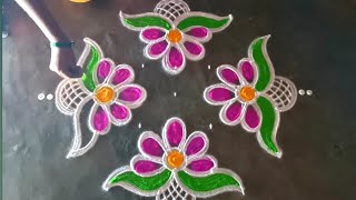 Aani madham special simple flower rangoli/easyrangoli/festivalrangoli/muggulu/gokulramya creatives