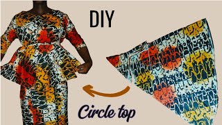 DIY Circle Top Cutting and Stitching 💚 Blouse Design Cutting & Sewing! 360 degree flare top