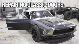 Mid Engine 67 Ford Mustang Fastback Pt. 10 - Repairing Classic Doors & BIG NEWS!