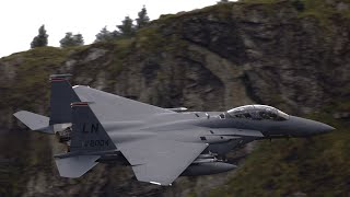 MACH LOOP:  EXTREMELY LOW AMERICAN F-15 STRIKE EAGLES AT LFA7!