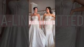 Our most popular glitter wedding dress. Which version do you like? Aline or fitted?