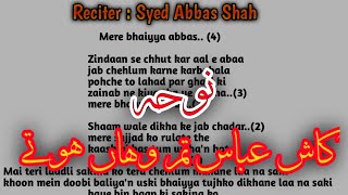 Kaash Abbas Tum Wahan Hote With Lyrics Noha Chehlum Bibi Zainab Recited By | Syed Abbas Shah |