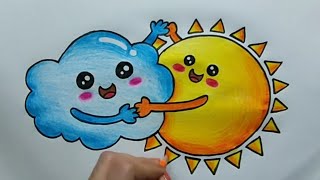 best friend forever drawing | cute cloud sun bff drawing | how to make friendship day greeting card