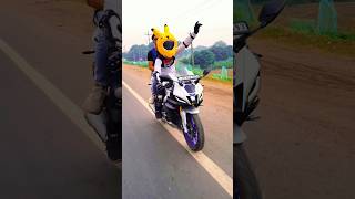 R15M Ride 😲 #trendingshorts #viral #shorts #rider #r15 #bike #reels #bikerapu Bunny helmet 🐰