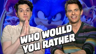 SONIC 2 Cast Plays WHO WOULD YOU RATHER: Sonic, Tails, or Knuckles?