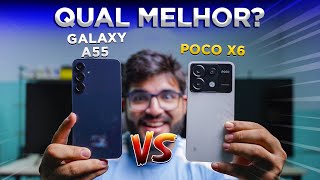 EITA! Poco X6 vs Galaxy A55! Quem é melhor em câmera, processamento...? Comparativo completo!