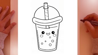 COMO DESENHAR UM COPO DE SUCO KAWAII.