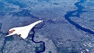 BAC Concorde flying from Philadelphia to New York City - Full Speed - 4 minutes MSFS2020