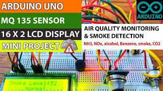 Air quality monitoring and smoke detection using Arduino and MQ 135 sensor | Mini project |