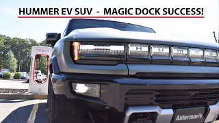 Hummer EV SUV | Charging at Tesla Magic Dock