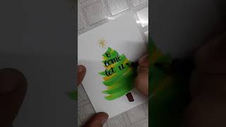 Easy Christmas Card using Brush Pens #shorts