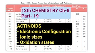 12th Chemistry Ch-8||Part-19||E.C. , Ionic Sizes, Oxidation states of Actinoids |Study with Farru