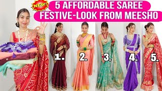 FESTIVAL SPECIAL|saree look-book| I created very affordable 5 saree look for karwachauth|hindi