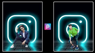 Instagram Dual  Model Neon Glowing Logo Concept Photo Editing || PicsArt Photo Editing New Style