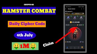 Hamster Combat 04/July // Daily Cipher Code How To Complete Task Claim 1M Tokan