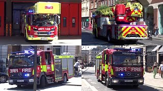 BULLHORN & HI-LO - London Fire Brigade vehicles responding in Central London with lights & sirens