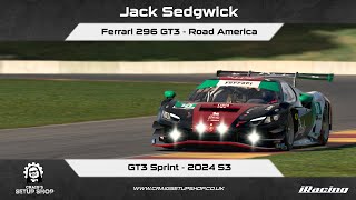 iRacing - 24S3 - Ferrari 296 GT3 - GT3 Sprint - Road America - Jak