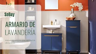 SoBuy Armario de baño azul marino丨Cesto para ropa sucia丨Armario con cesto丨BZR114-B