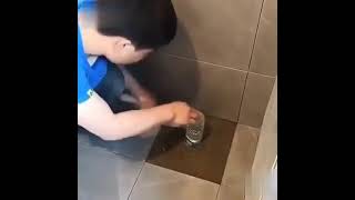 how to cut tiles with angle grinder in bathroom.#shorts