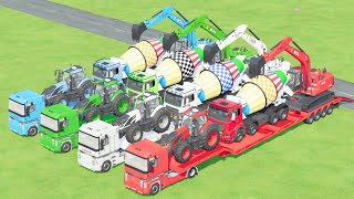 TRANSPORTING TRACTOR , BOX TRUCK, EXCAVATOR JCB TO GARAGE WITH TRUCK MAGNUM! FS22 #335