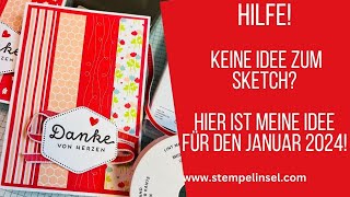 Der Sketch für Januar 2024 ~ Mein Vorschlag mit dem Set Honigsüß und SAB Produkten von Stampin'UP!