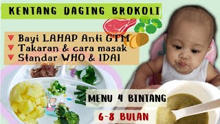 RESEP MPASI 6 BULAN PERTAMA | Daging kentang brokoli | Standar WHO & IDAI | anti GTM