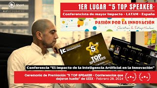 Premiación de Christian Estay en el 1er lugar de los "5 TOP SPEAKERS" de LATAM entregado por UIIX.