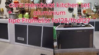 cara membuat kitchen set aluminium / memasang kitchen set bawah meja cor/ meja kompor aluminium