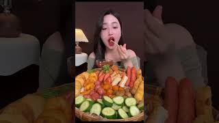 Mukbang Xiên sạch full topping #mukbang #fruitsong #amthuc #cooking #bratzfam #childhoodfavorites