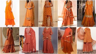 All time trending orange shrarah designs|| Aisy design jo Ap ny phly kbhi nhi dekhein hon gy||