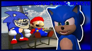 Movie Sonic Reacts to Mario VS Sonic: PRANK BATTLE