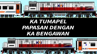 KA Tumapel papasan dengan KA Bengawan • Hunting Animasi Sepur Indonesia