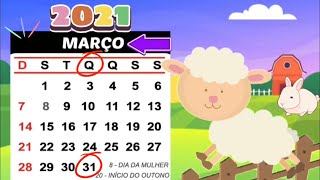 Calendário Dia 31 de Março Ovelhinha de Páscoa (Educação Infantil)