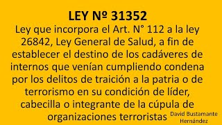 Ley 31352 - Ley que incorpora el art. N° 112 a la Ley General de Salud.