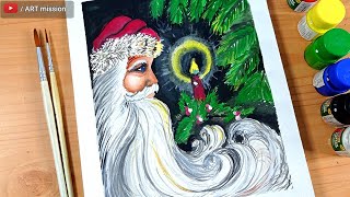 Santa claus drawing/how to draw santa claus/merry christmas oil pastel drawing