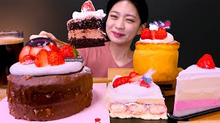 🍰Twosome Cake😍투썸 신메뉴✨가나슈 크림 가득한 딸기 초콜릿 링딩동 케이크 먹방❤[Starwberry,Chiffon,Chocolate,Mascarpone] Mukbang