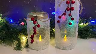 Diy snowy mason jar/  Mason jar Christmas craft idea/