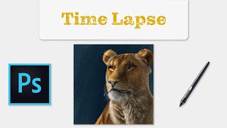 Painting a lioness in Photoshop in 800% speed