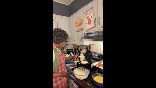 Easy Pecan waffles, Bacon and Eggs Recipe #cookingwithdee