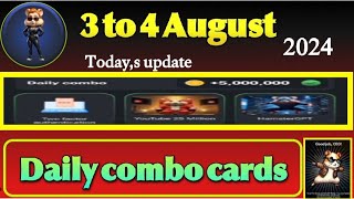 3 to 4 August hamster daily combo card|| Today Hamster combat combo card