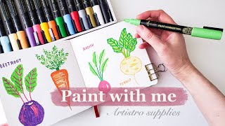 Paint with me | 🥕 veggie roots + spring jar | trying ARTISTRO paint markers & watercolors